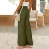 Women's Loose High-waisted Cotton And Linen Solid Color Straight-leg Flared Pocket Wide-leg Pants