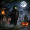 Durable Halloween Ghosts Hanging Ghost Outdoor Decoration, Spooky Black Fabric with Green Tree Decorations Eyes for Outside Tree, Porch, Yard,