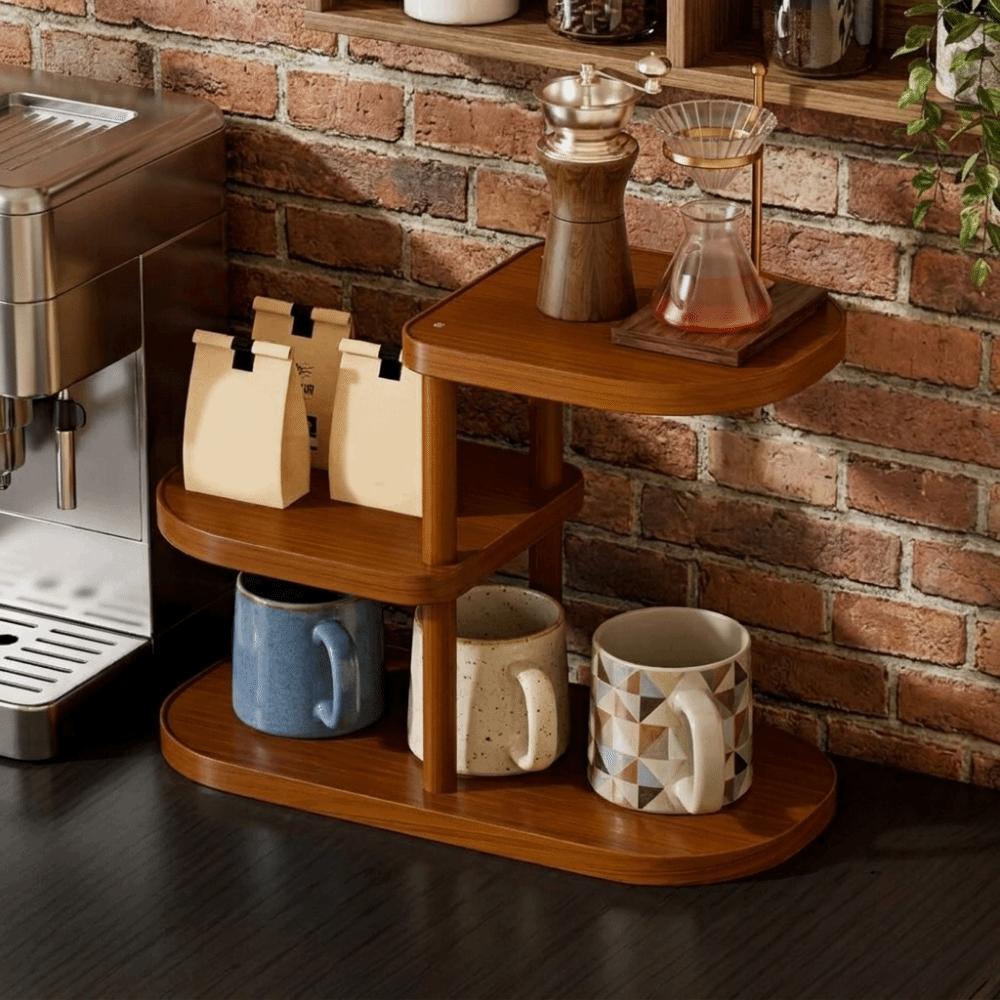 Large Capacity Cup Storage Rack Bamboo Seasoning Storage Rack Perfume Display Stand for Kitchen