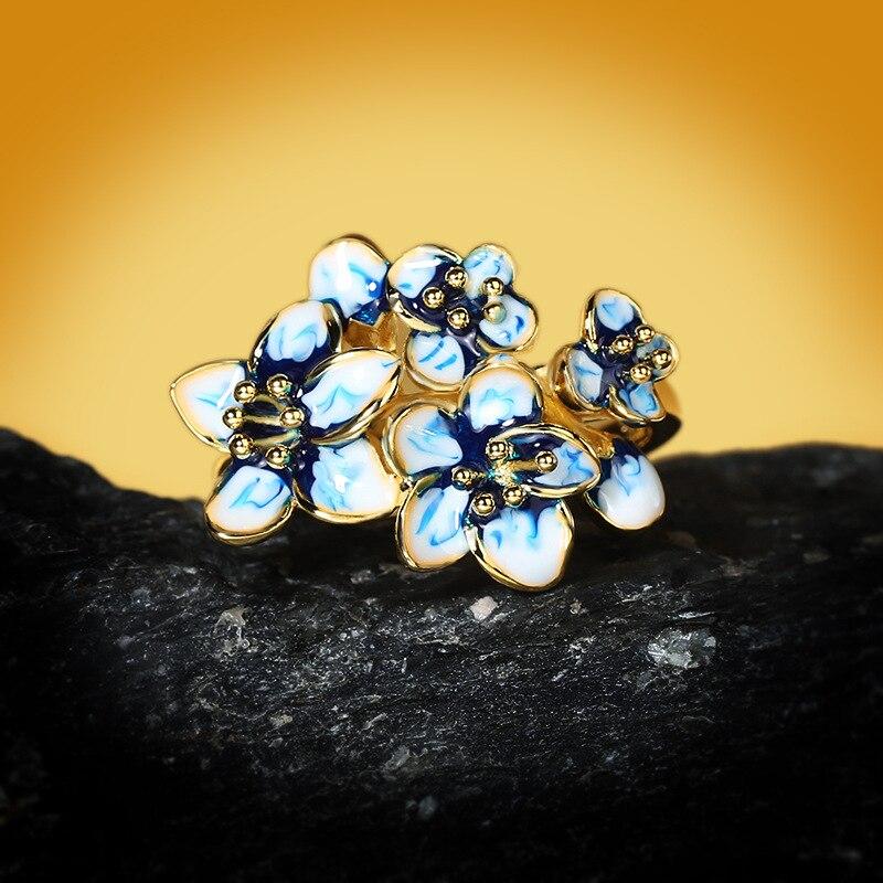 Exquisite Earrings for Women Genuine Gold Color Exquisite Flowers Trendy Fine Jewelry Handmade Enamel Party Earrings