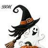 Metal Witch Yard Decor Halloween Garden Stake, Pumpkin Rust-Proof Outdoor Spooky Art Decoration for Lawn Patio Porch Pathway, Gift Gardener Holiday