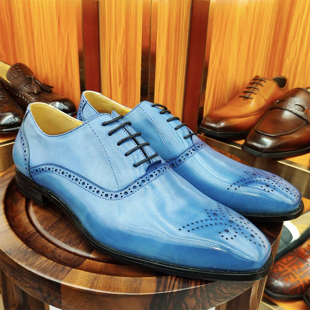 Fashion Italian Style Genuine Leather Mens Brogues Dress Shoes Handmade Comfortable Wedding Party Shoes for Men Size 46 Autumn 2025