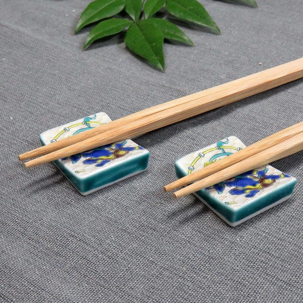 Chopstick rest stylish Kutani ware pair chopstick rest set Raijin ceramic cutlery rest made in Japan
