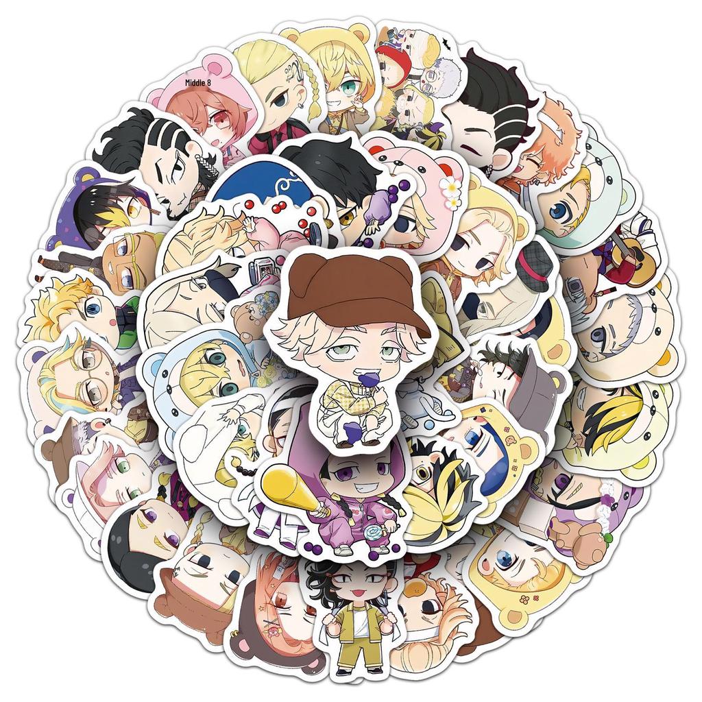 50 Sheets Tokyo Revengers Q Version Anime Stickers for DIY Decor - Insulated Cups, Journals, Computers