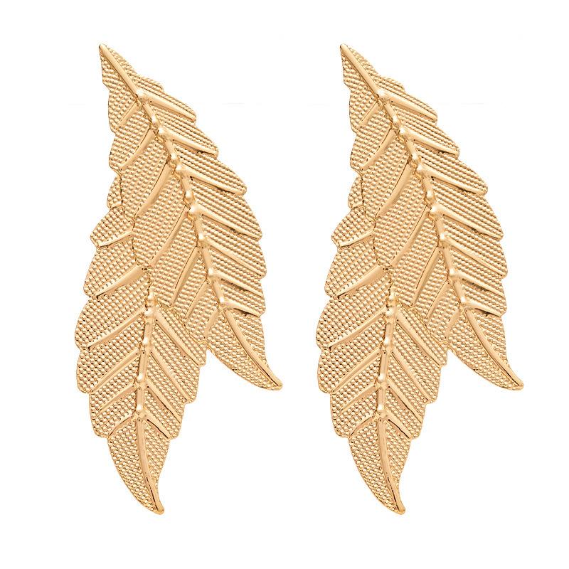 European and American Jewelry Simulation Leaf Leaf Gold Stud Earrings Fashion Simple Niche High Temperament Earrings