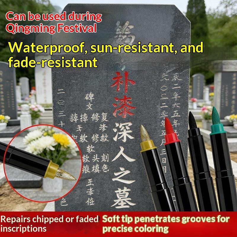 Waterproof Sunproof Tombstone Touch Up Paint Pen With Easy Cap For Cemetery Gravestone Repair