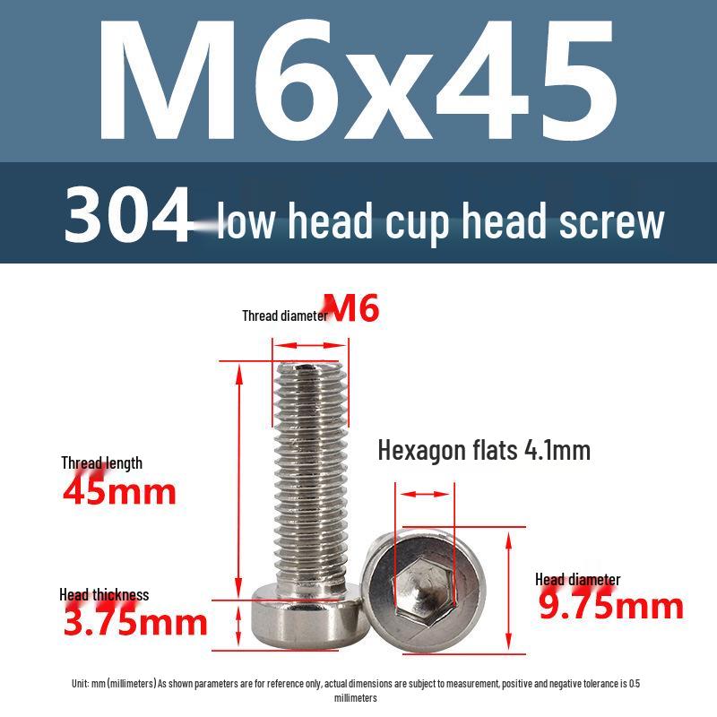 304 Edelstahl Flachkopf Innensechskant Maschinenschrauben M3-M10