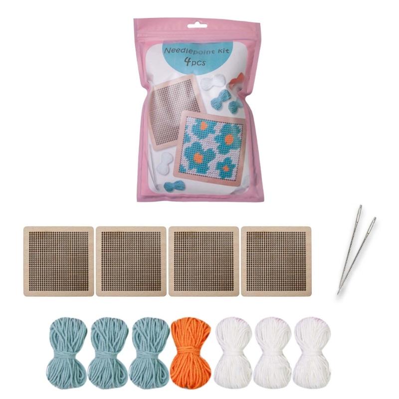 Flower Coaster Crochet Kits Needlepoint Starter Kits with Hook Needlepoint Kits Crochet Starter Kits for Craft Lovers