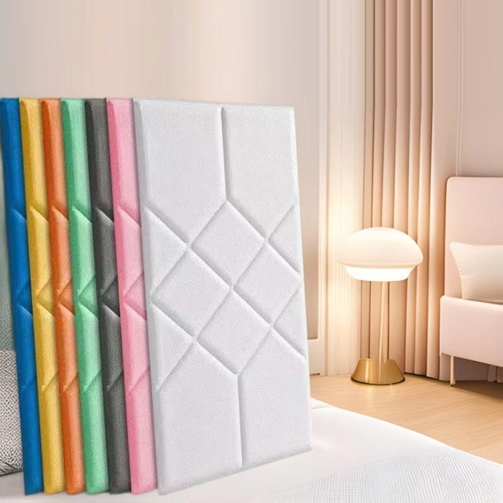 Tatami 3D Wall Stickers Anti-collision Rectangular Wallpaper Waterproof Self-adhesive Headboard Bed Soft Bag