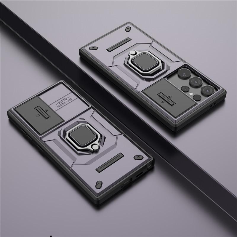 

Для Samsung Galaxy S24 Ultra Чехол S24 Ultra Чехол 6,8 дюйма Защита объектива Ударопрочный Магнитный держатель с окном для нажатия Бампер For S24 Ultra фиолетовый