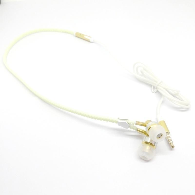 3.5mm Glow In The Dark Earphones Glow Earbuds Metal Zipper Glowing Headset Luminous Light Stereo Han