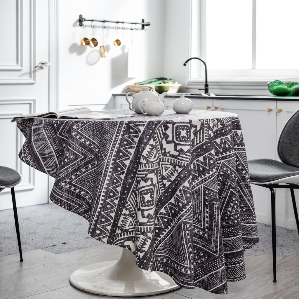 Tablecloth Green Pine Branch Printed Dining Table Cloth Korean Cotton and Linen Coffee Table Cloth Round