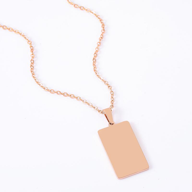 Stainless Steel Rectangular Laser-Engraved Metal Necklace with UV Color Printing