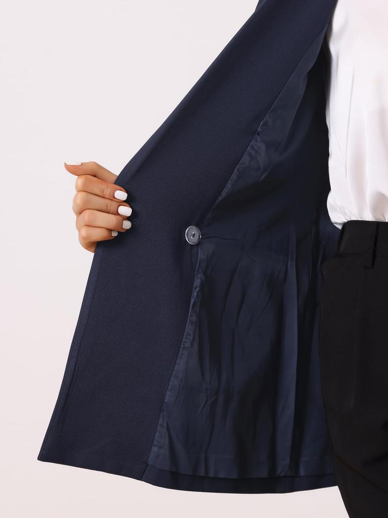 Allegra K Women's Lapel Collar Dressy Suit Jacket, Navy Blue, Size XS