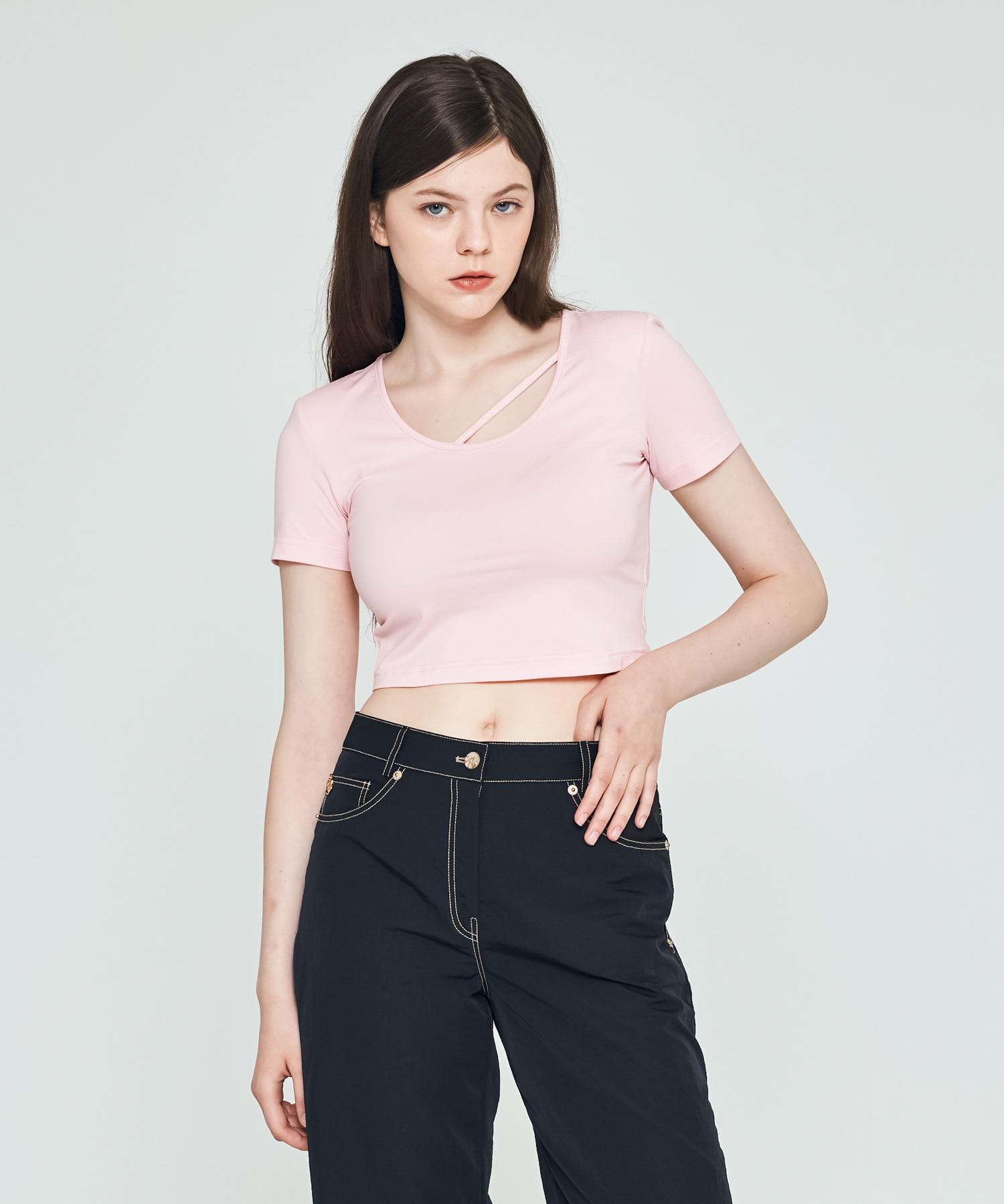 Depassion Silket Crop Short Sleeve T-Shirt (Baby Pink) Free/Free