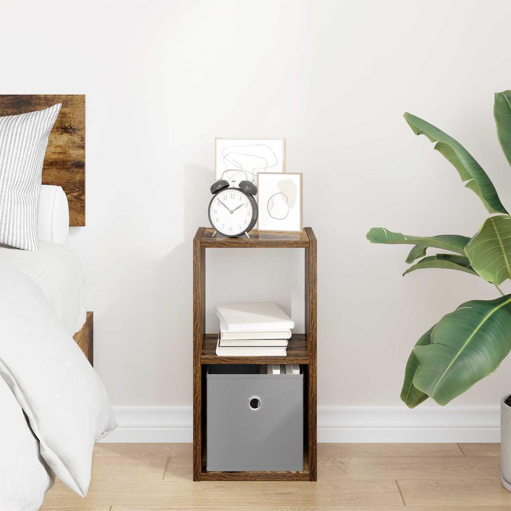 Nightstand Smoked Oak 25.5 x 22 x 49.5 cm Engineered Wood