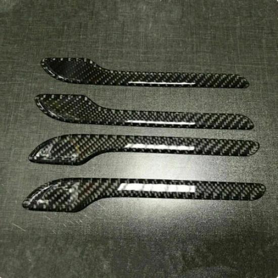 4Pcs/set Carbon Fiber Side Door Handle Cover Sticker Decal For Tesla Model 3 LB