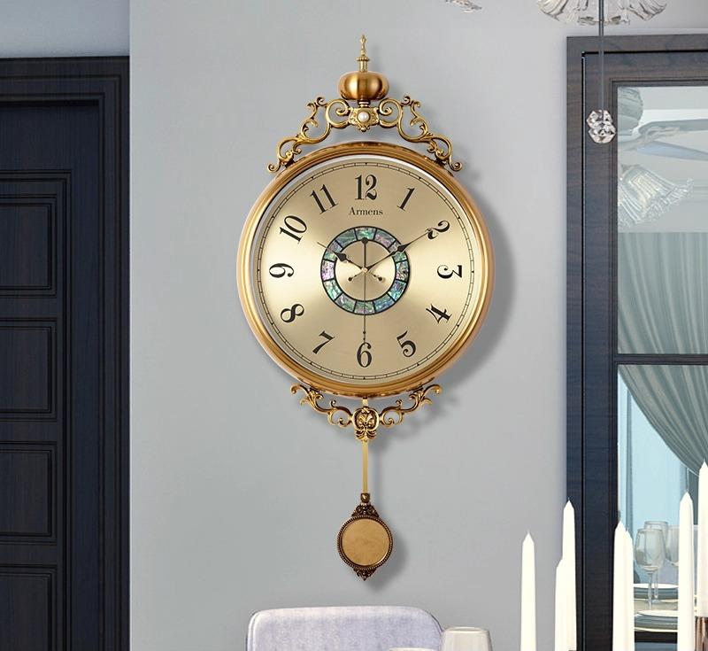 European Retro Wall Clock Living Room Home New Creative Clock Wall Mute High-end Quartz Type Home Decoration