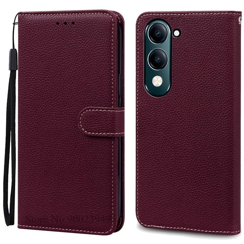 Y04 Pouzdro Pro Vivo Y04 Pouzdro Flip Kožené Peněženkové Pouzdro Pro Vivo Y04 Pouzdro Měkké TPU Knižní Kryt Stojan Ochranné Coque Fundas