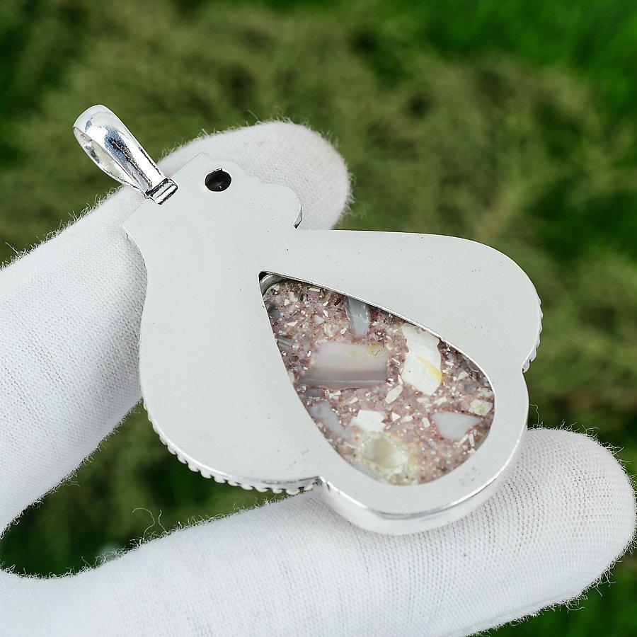 Natural Brecciated Mookaite Gemstone Pendant Red 925 Sterling Silver Jewelry