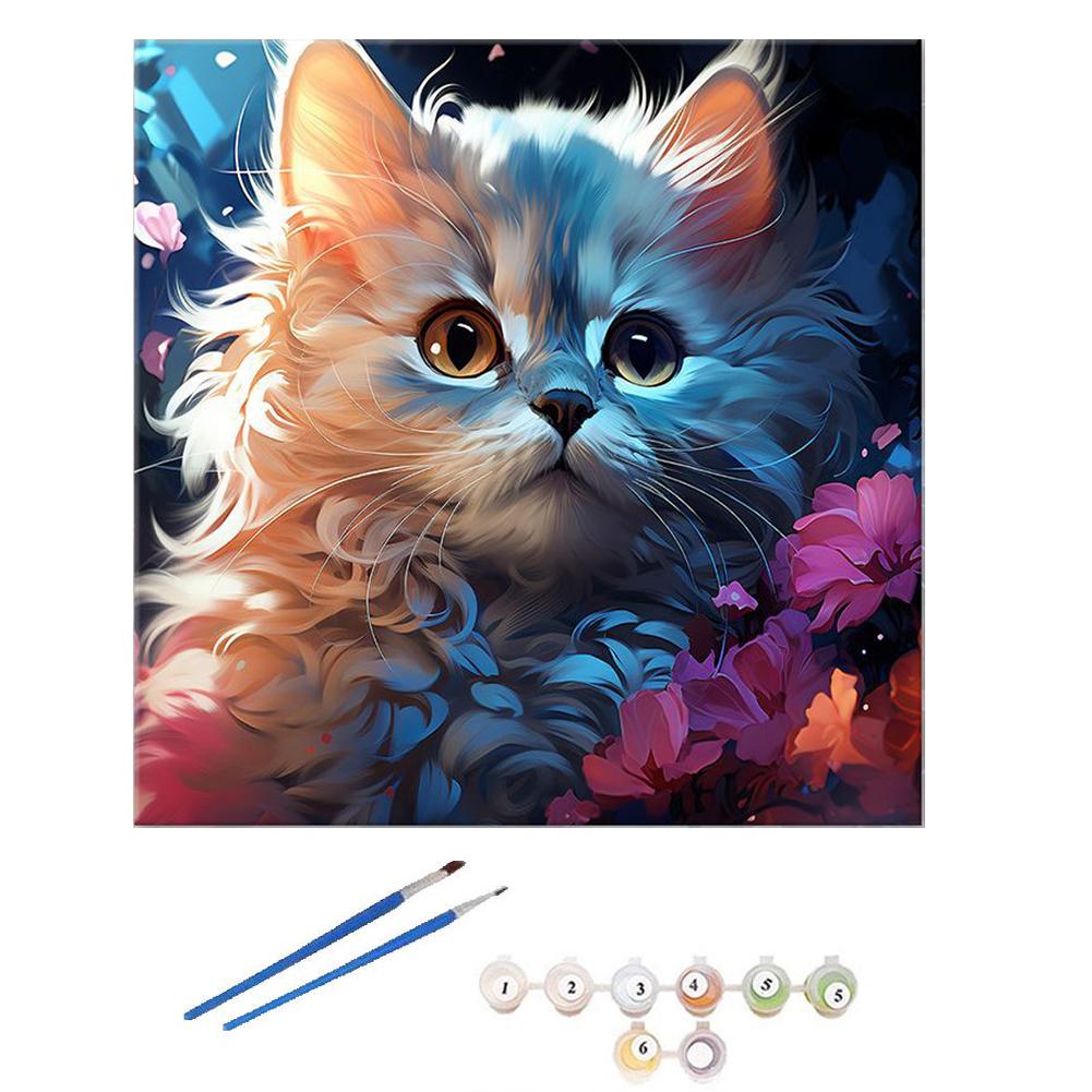 Among The Flowers Cat Zero Based Teaching DIY Digital Oil Painting High Definition Canvas With Manual Filling And Coloring