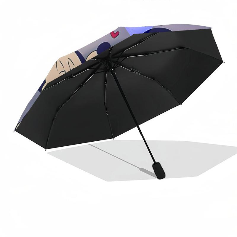 Mickey Mouse, Love Themed Automatic Opening and Closing Umbrella, Brightly Colored 8-rib Portable Umbrella, Suitable for Men and Women, A Pe