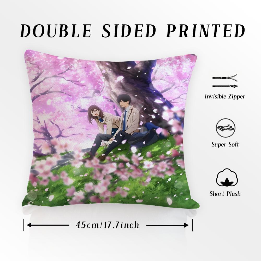 I Want To Eat Your Pancreas Pillow Case Anti-dustmite Pillowcase Invisible Zipper Silky Short Plush Sofa Cushion Cover