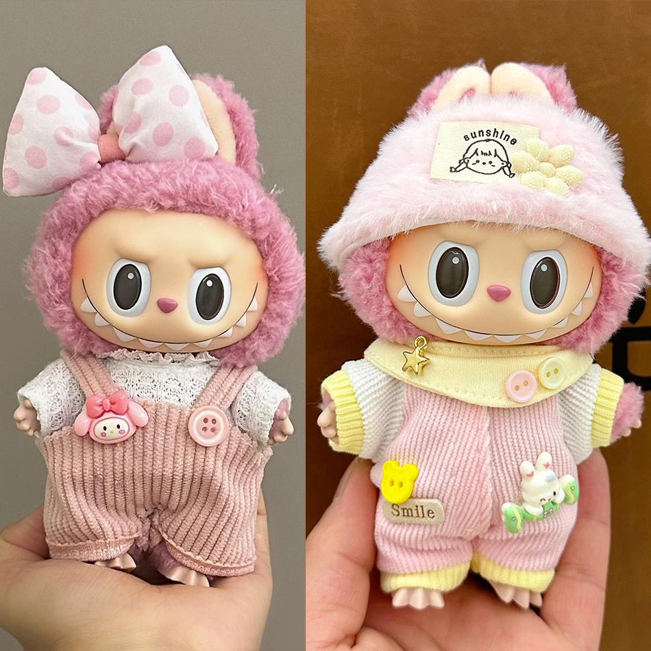 17cm Labubu Clothing Cute Accessories Autumn Replacement Clothes Bag Hat Set Plush Doll Accessories Clothing Accessories