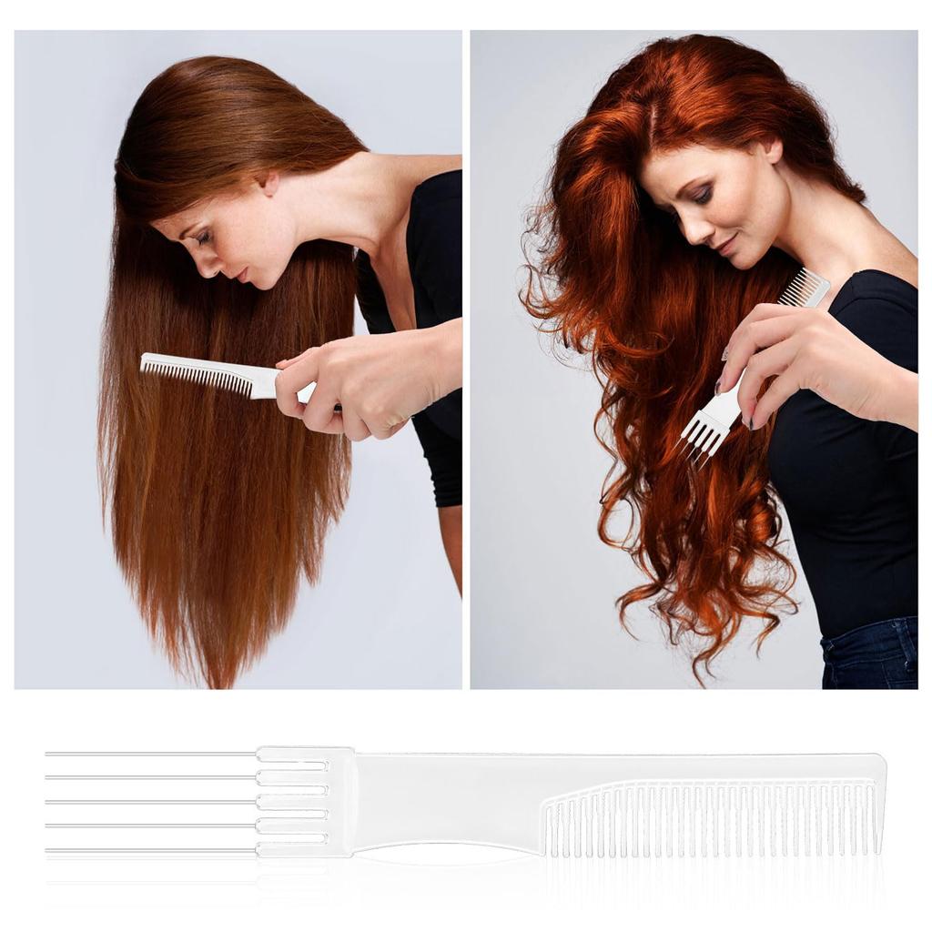 2pcs Teasing Combs with Metal Prong, Double-Head Hair Picking Comb Fork Comb Tool for Women Fine & Thick Hair Styling Salon - Fluffing & Styling
