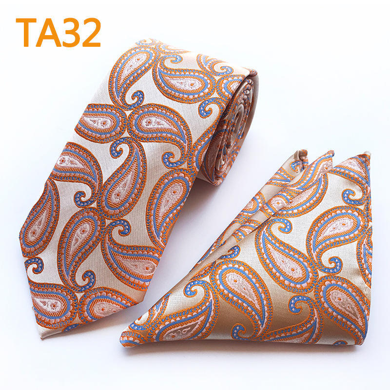 Polyester Large Waist Men'S Tie Men'S Pocket Towel Two-Piece Set