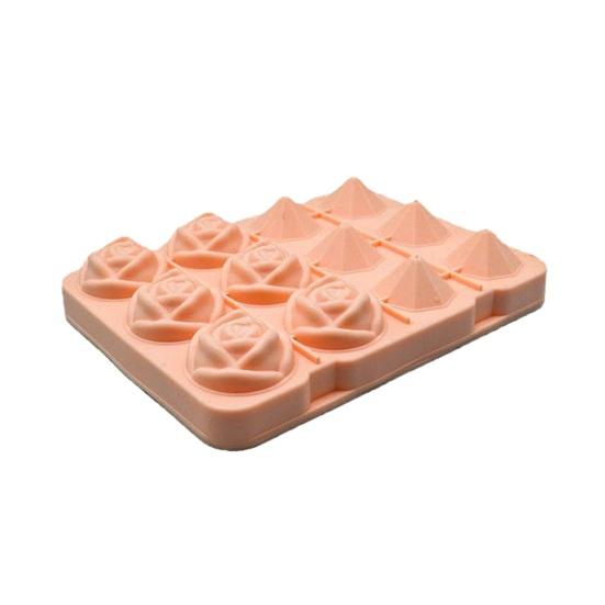 Rose Shaped Silicone Ice Cube Tray 12-Cavity Flexible Ice Mold for Diamond Ice Cubes Easy-Release Dishwasher Safe Ice Maker for Cocktails Whiskey