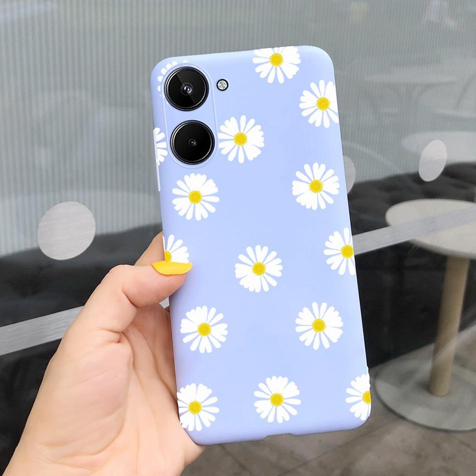 For Realme 10 2022 Fashion Girl Sunflower Yellow Phone Case For Realme10 RMX3630 4G Candy Color Soft Silicone TPU Cases