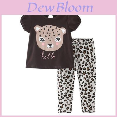 Girls Summer Cotton Animal Print Two Piece Set For Kids Age 3 To 8 Years