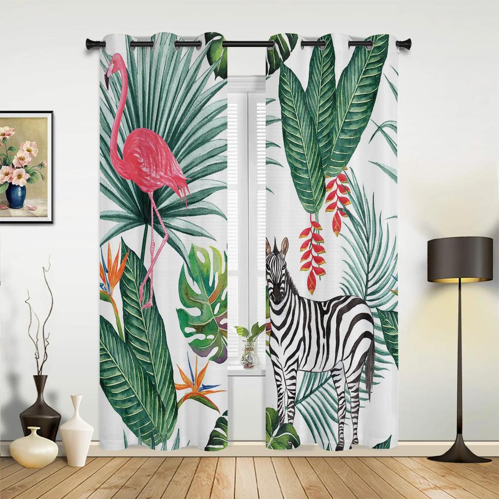 Jungle Forest Cartoon Animal Lion Elephant Curtains Bedroom Living Room Drapes Kitchen Children Window Curtain Home Decor Polyester Ideal For