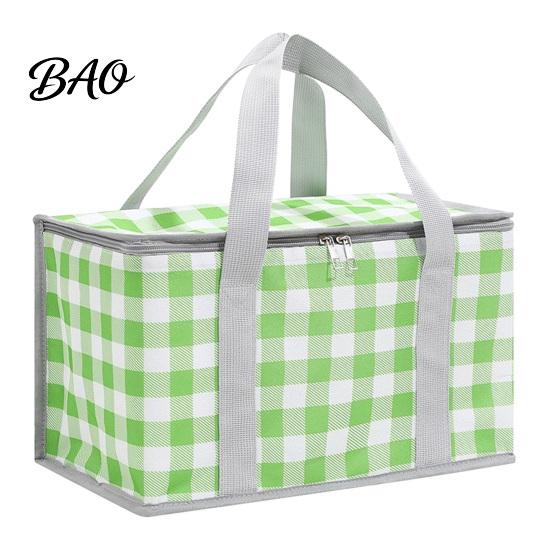 Folding Picnic Basket Insulated Bag, Foldable Thermal Lunch for Outdoor, Heavy Fresh-keeping Duty Aluminum Foil Cooler Food, Camping Accessory Bag