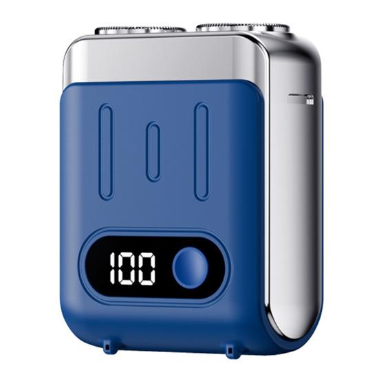 

Мужская электробритва IPX7 Водонепроницаемая мини-бритва карманного размера с зарядкой от USB, беспроводная роторная бритва с высокоскоростным мотором и светодиодным дисплеем, портативная бритва синий