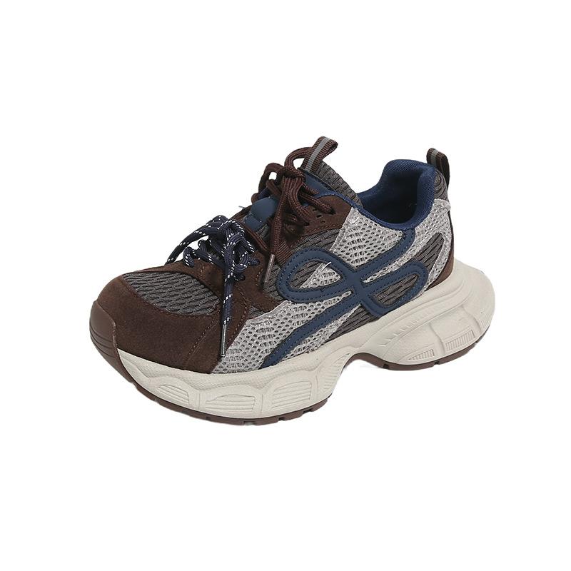2025 Autumn New Mesh Dad Shoes Versatile Thick Sole Heightening Mesh Fashion Casual Shoes Women's Lightweight Trend Shoes