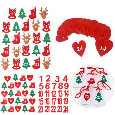 Baking Adornment Package Label Merry Christmas Countdown Gift Felt Sticker Christmas Label Xmas Ornament Advent Calendar Number