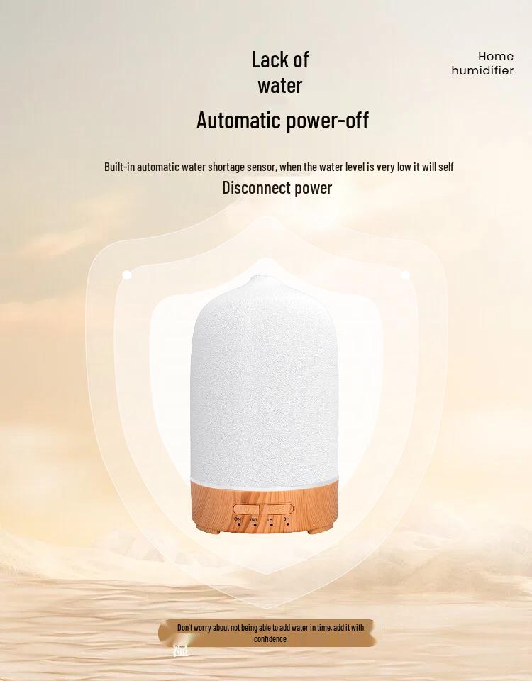 150ml USB Ceramic Aroma Diffuser & Humidifier with Timer, Silent Ultrasonic Mist, Essential Oil Compatible, 7 Color LED Lights