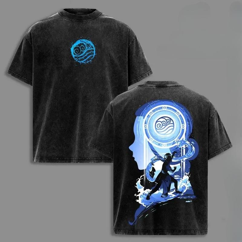 Zuko Avatar: The Last Airbender Anime Clothing Men Women Oversized T-shirts Vintage Washed T Shirt Cotton Tshirt Harajuku Tops