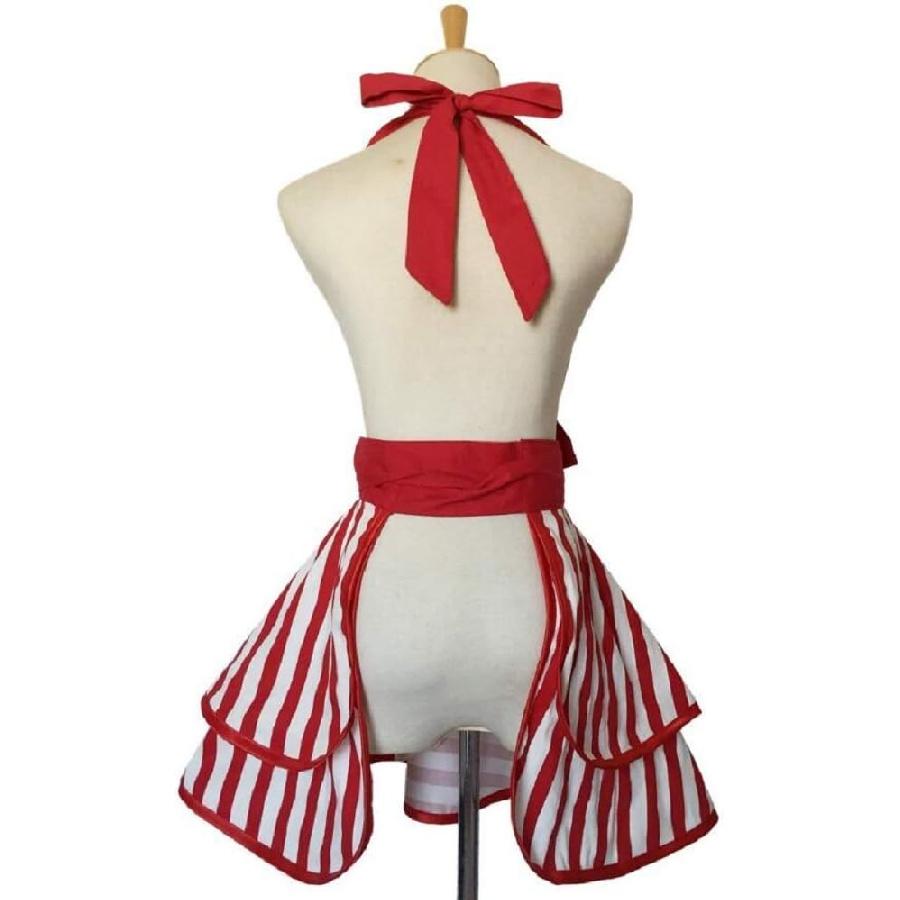 Aprons for Women Retro Vintage, Cooking Kitchen Apron Plus Size with Pocket Red