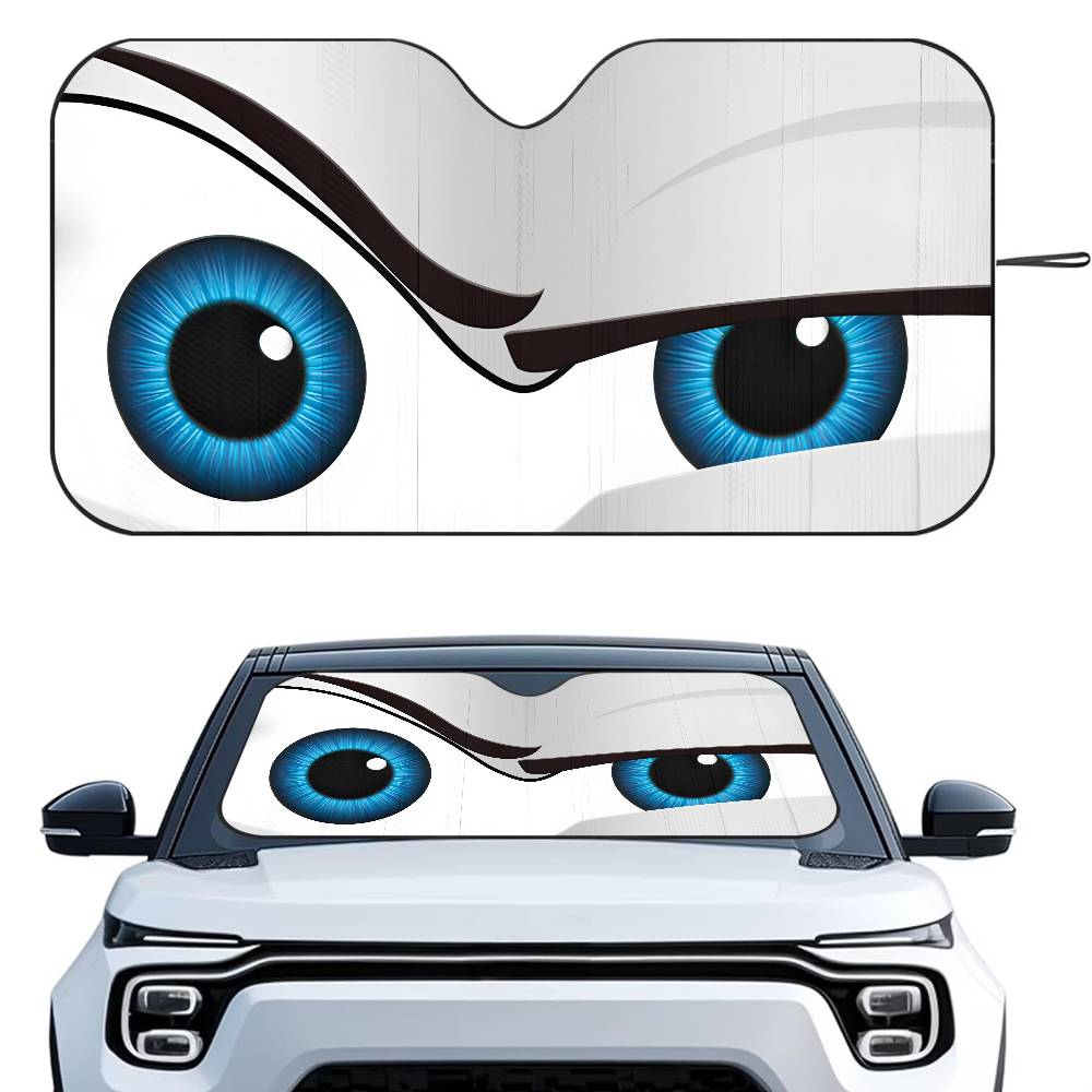 Cartoon Eyes Cute Car SunShade Windshield Foldable Three-layer Insulation Sunshade By Suction Cup Blocks UV Rays SunWindshield Sunshades 1
