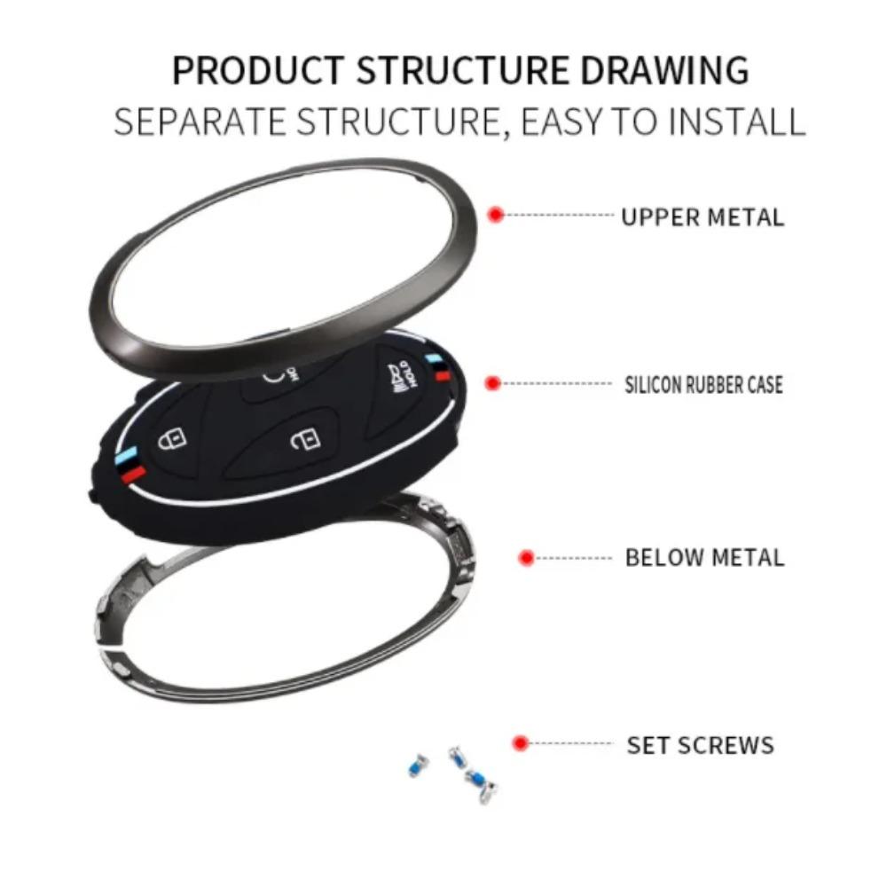 5 7 Tasten Zinklegierung + Silikon Autoschlüsselhülle für Hyundai Kona Ev Grandeur GN7 IONIQ 6 2023 2024 Fernbedienungsschlüssel Schutzschale