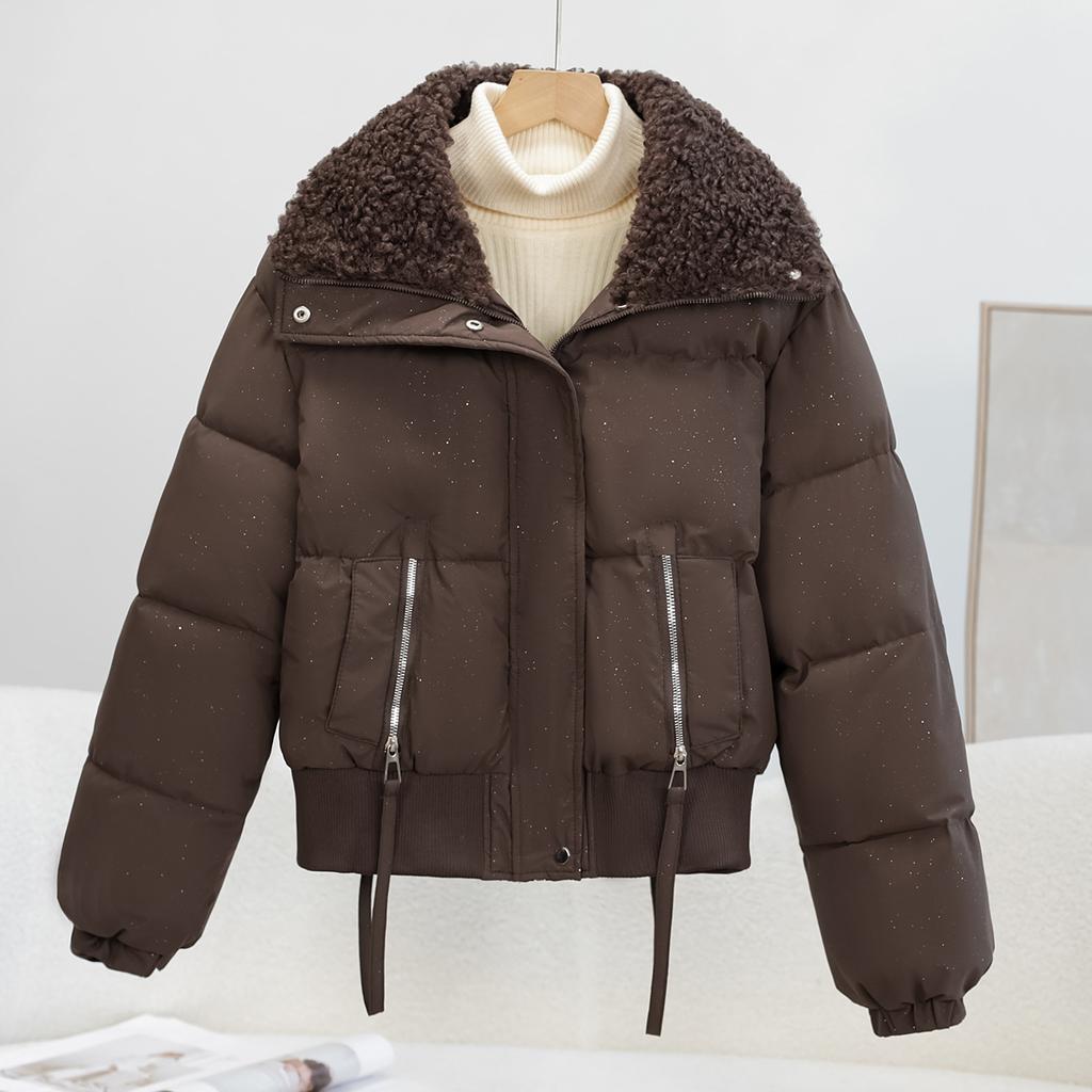 Autumn and winter clothes small man Hugh fashion new cotton-padded clothes women's versatile lapel down cotton clothes warm jacket