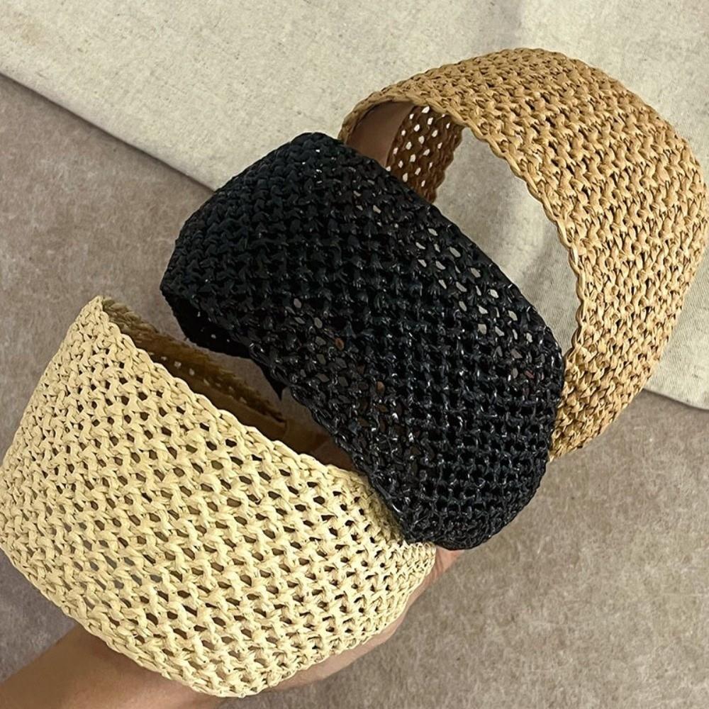 Bandeau Cheveux Ajouré Tressage Rotin Accessoires Cheveux Élégant Bandeau Tressage Paille Femme