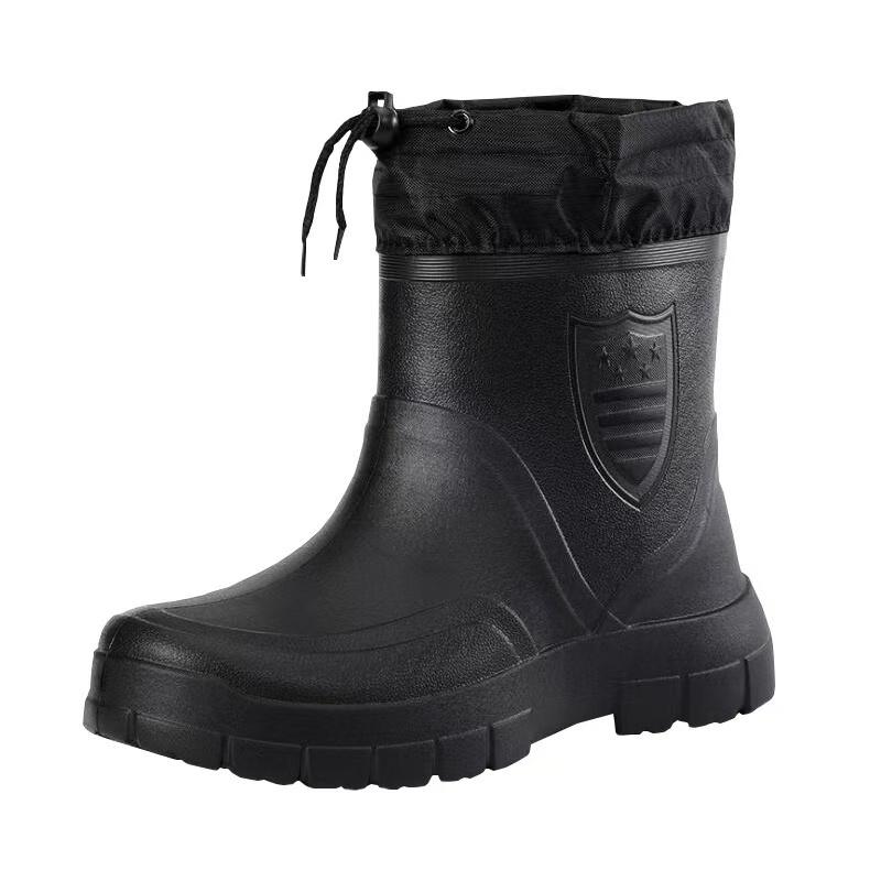 New Men's Snow Boots Warm and Waterproof Rain Boots Plush Anti Slip EVA Winter Outdoor Work Wear Resistant Men's Shoes