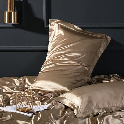Charm Momme - Funda de almohada de seda artificial antiarrugas, suave, para proteger el cabello y la piel, 48 x 74 cm, de lujo, color morera