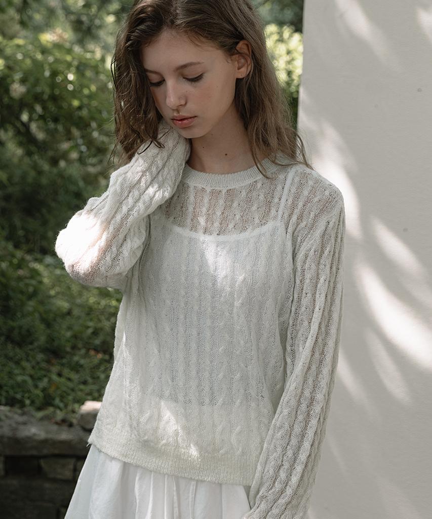 LAMINEZ Sheer Cable Knit - Mint