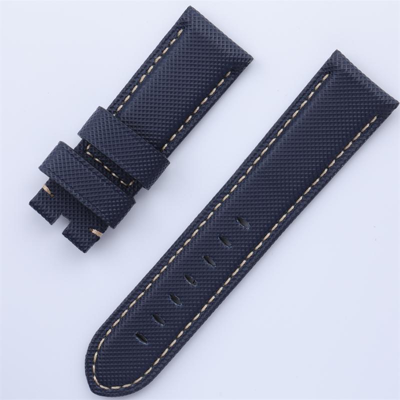 Soft Nylon Carbon Fiber Leather Wacthband For Panerai Strap PAM386/441 Blue Black Wristband Bracelet 24mm With Pin Buckle