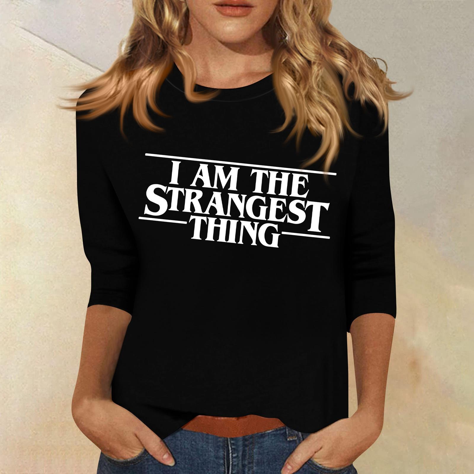 

3/4 рукава топы для женщин футболка повседневные принты топы футболка круглый вырез пуловер блузка XL белый